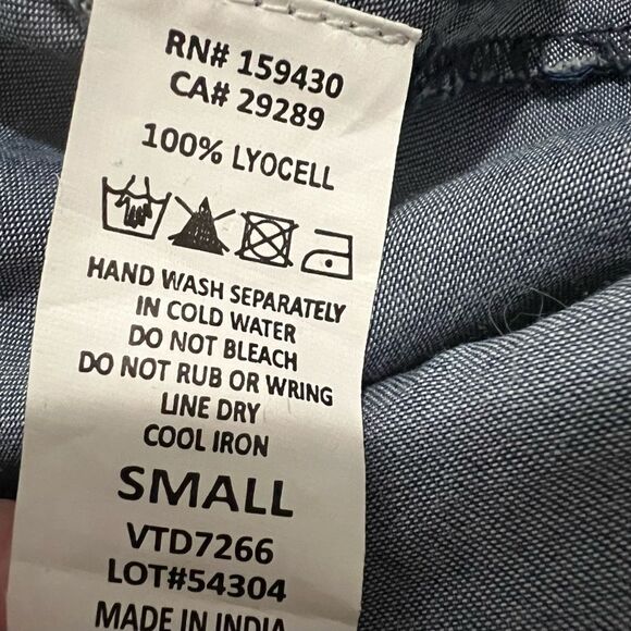 NWOT Elan Denim Lyocell Chambray Drop Waist Cuffed Playsuit Romper Shorts S - Picture 16 of 16